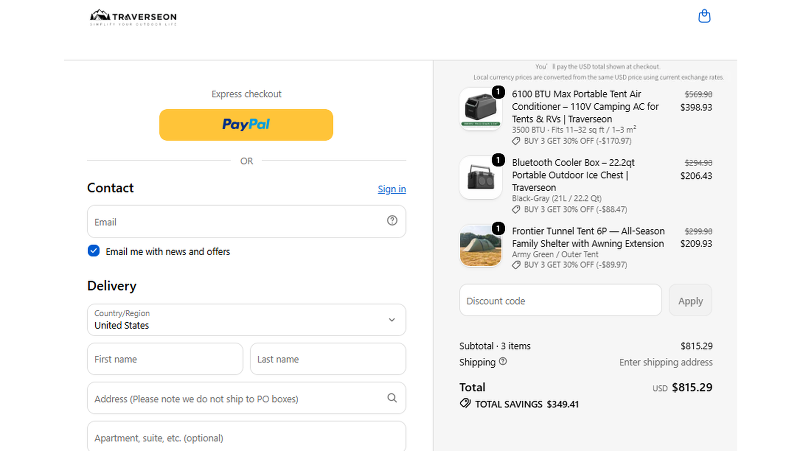Traverseon Buy 3 Save 30 percent checkout proof on eligible Best Seller items