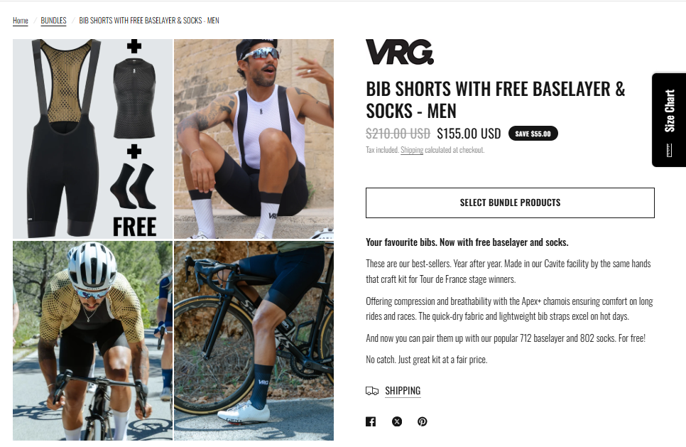 Bib Shorts With Free Baselayer and Socks bundle