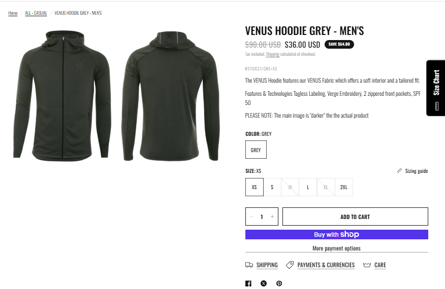 Venus Hoodie Grey sale