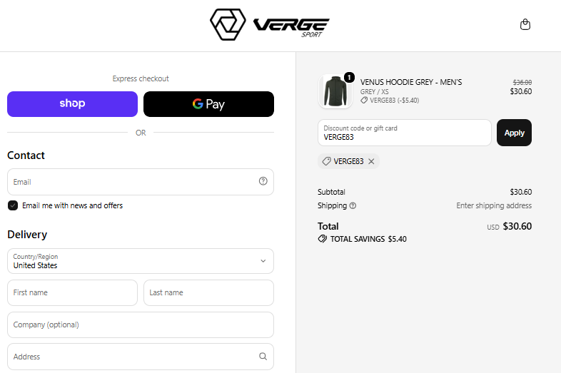VERGE83 applied to Venus Hoodie Grey