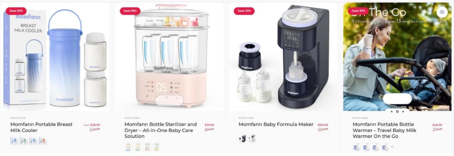 Momfann Baby Formula Maker shown within the Feeding and Cleaning collection alongside related feeding products
