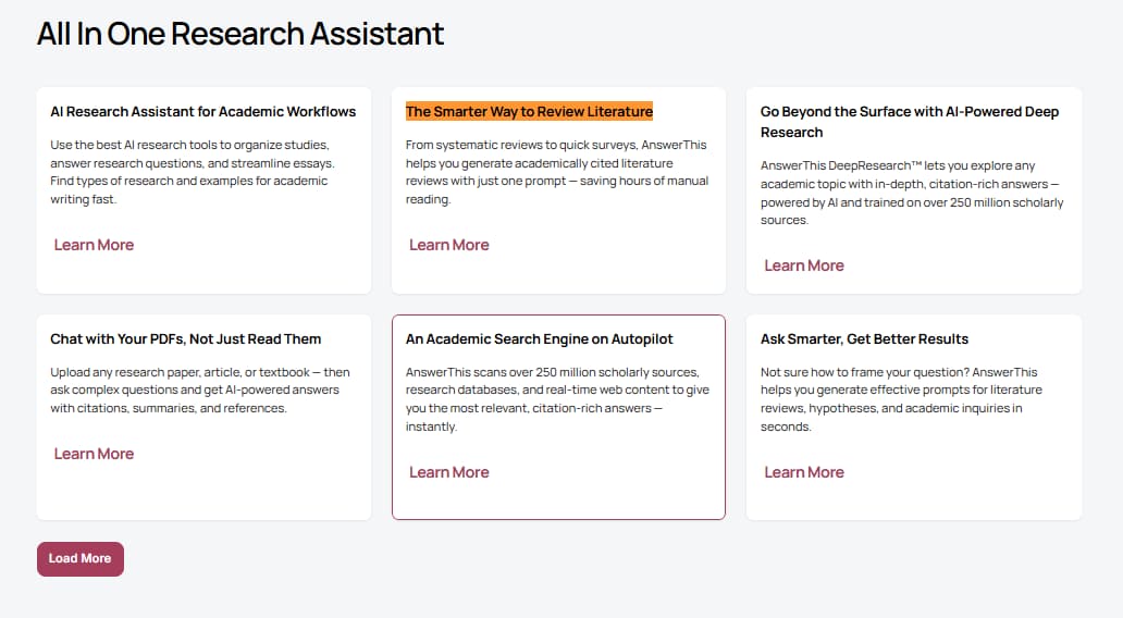 AnswerThis literature review generator with citation backed academic research workflow