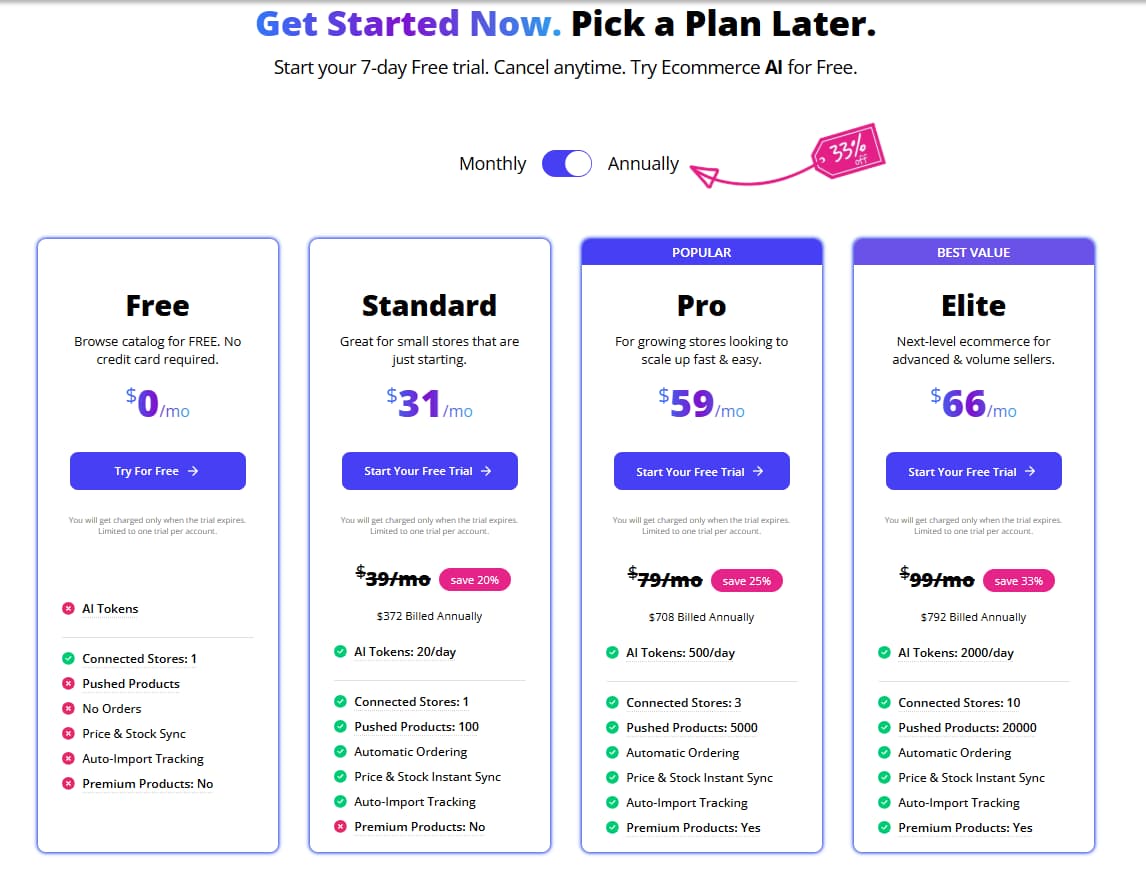 AppScenic pricing Free Standard Pro Elite plans