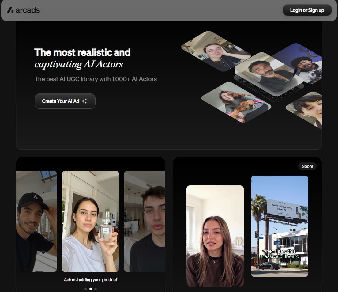 Arcads AI actors library 2026 — AI avatars for short-form video ads