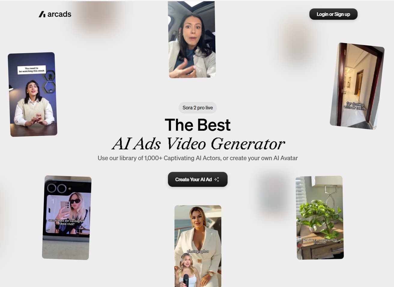 Arcads AI video ads generator interface 2026 for UGC-style ad creation