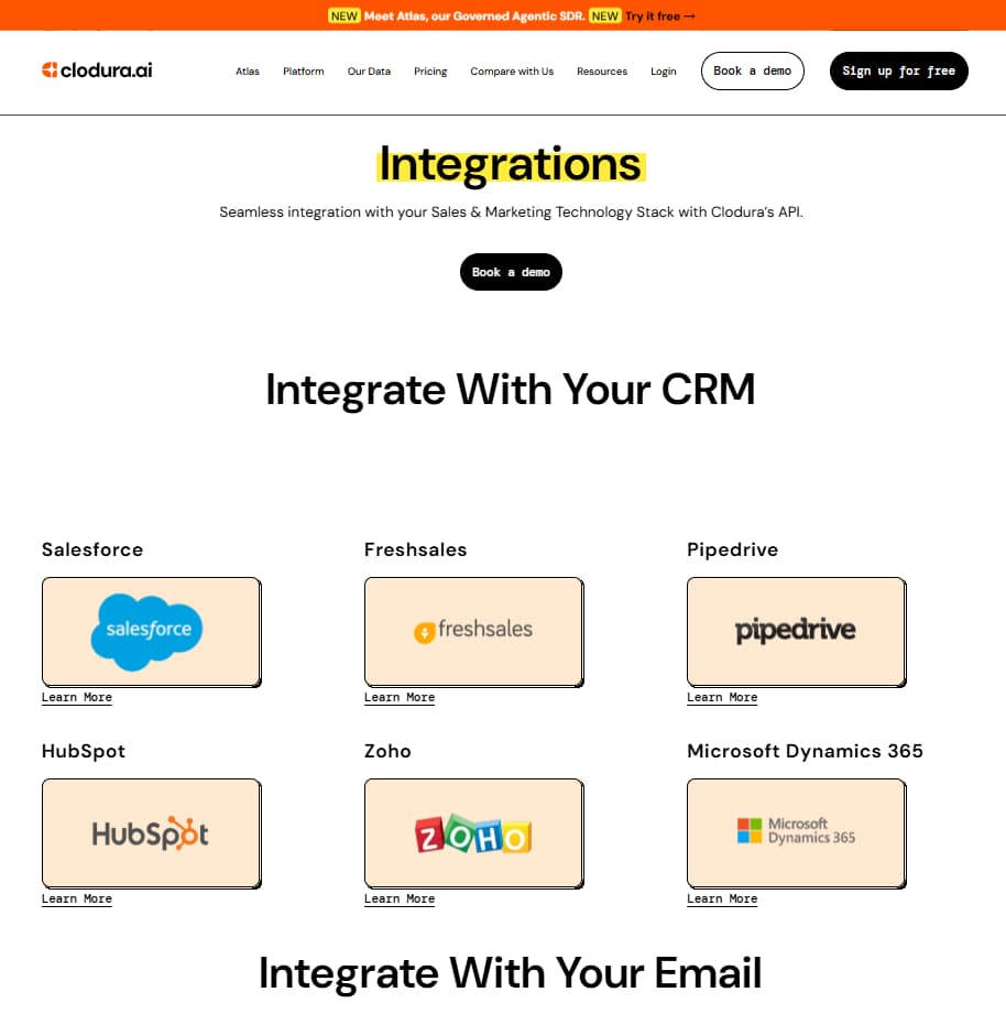 Clodura.AI CRM integrations with Salesforce HubSpot Zoho