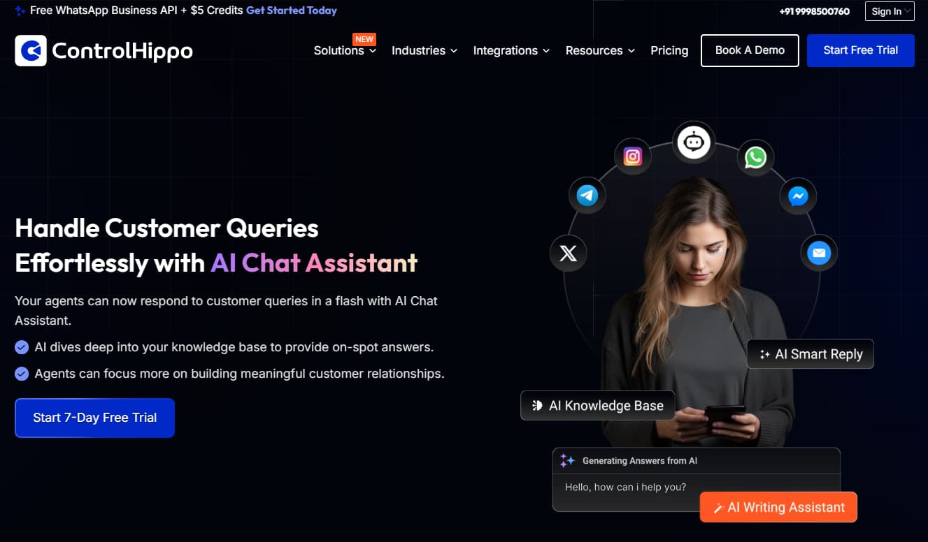 ControlHippo AI Chat Assistant for customer support sales replies and automated customer communication