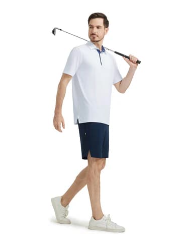 Designed Collared Solid Performance Polo - White DTWOOO deal thumbnail