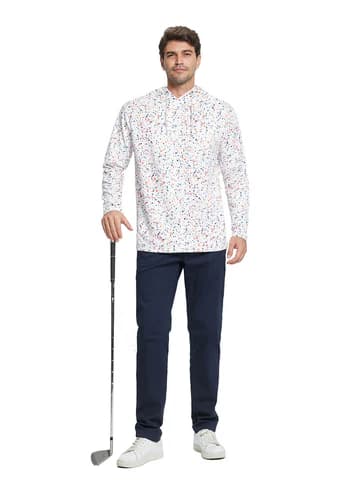 Print Performance Fleece Hoodie - Red Blue Polka Dots DTWOOO thumbnail