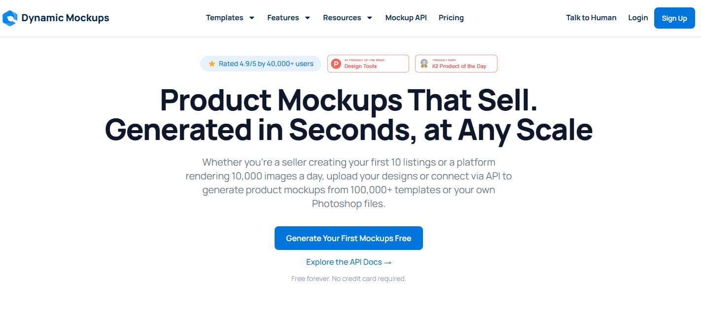 Dynamic Mockups official homepage product mockups generated in seconds at scale