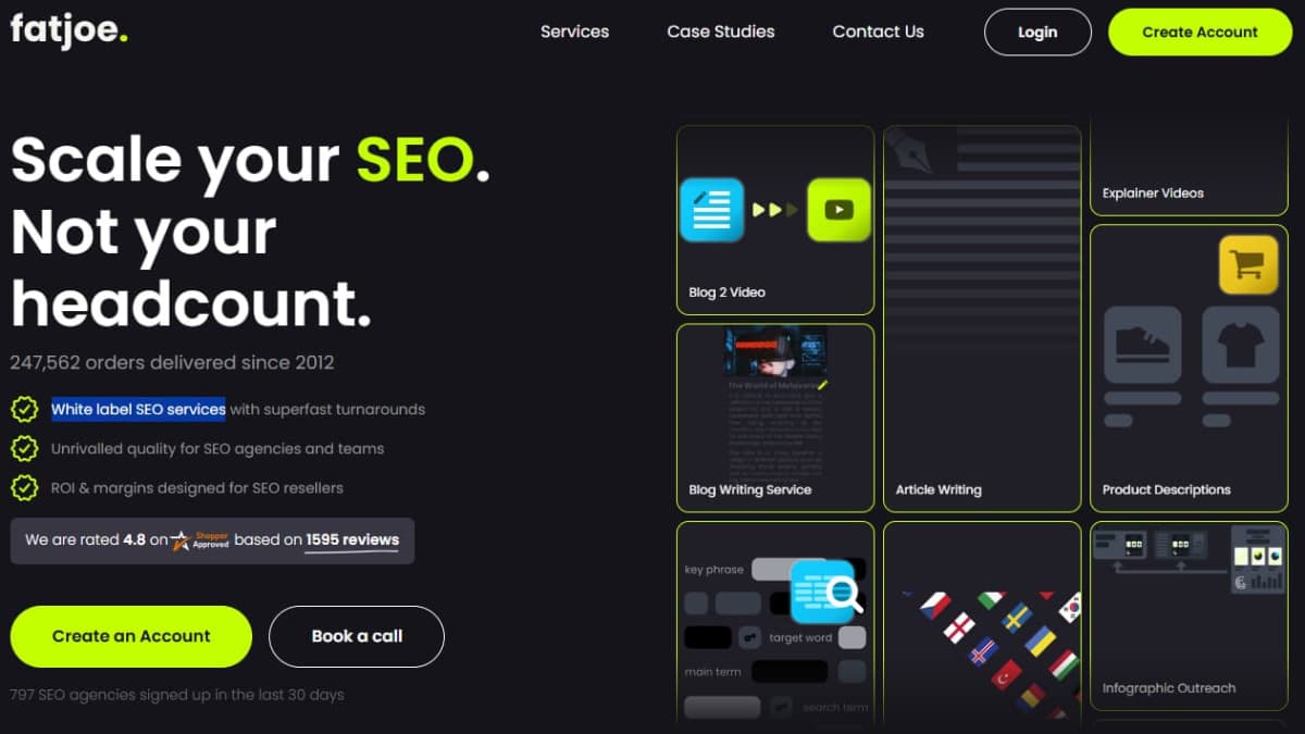 FATJOE official homepage SEO and marketing deliverables platform