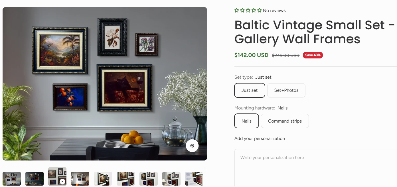 Baltic Vintage Small Set - Gallery Wall Frames