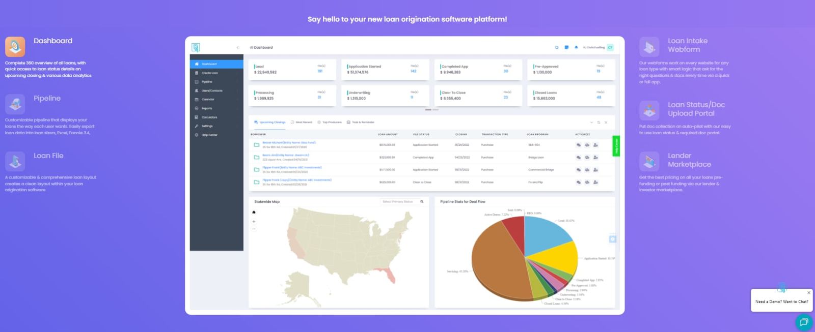 LendingWise borrower portal and broker portal for loan file status document uploads and communication