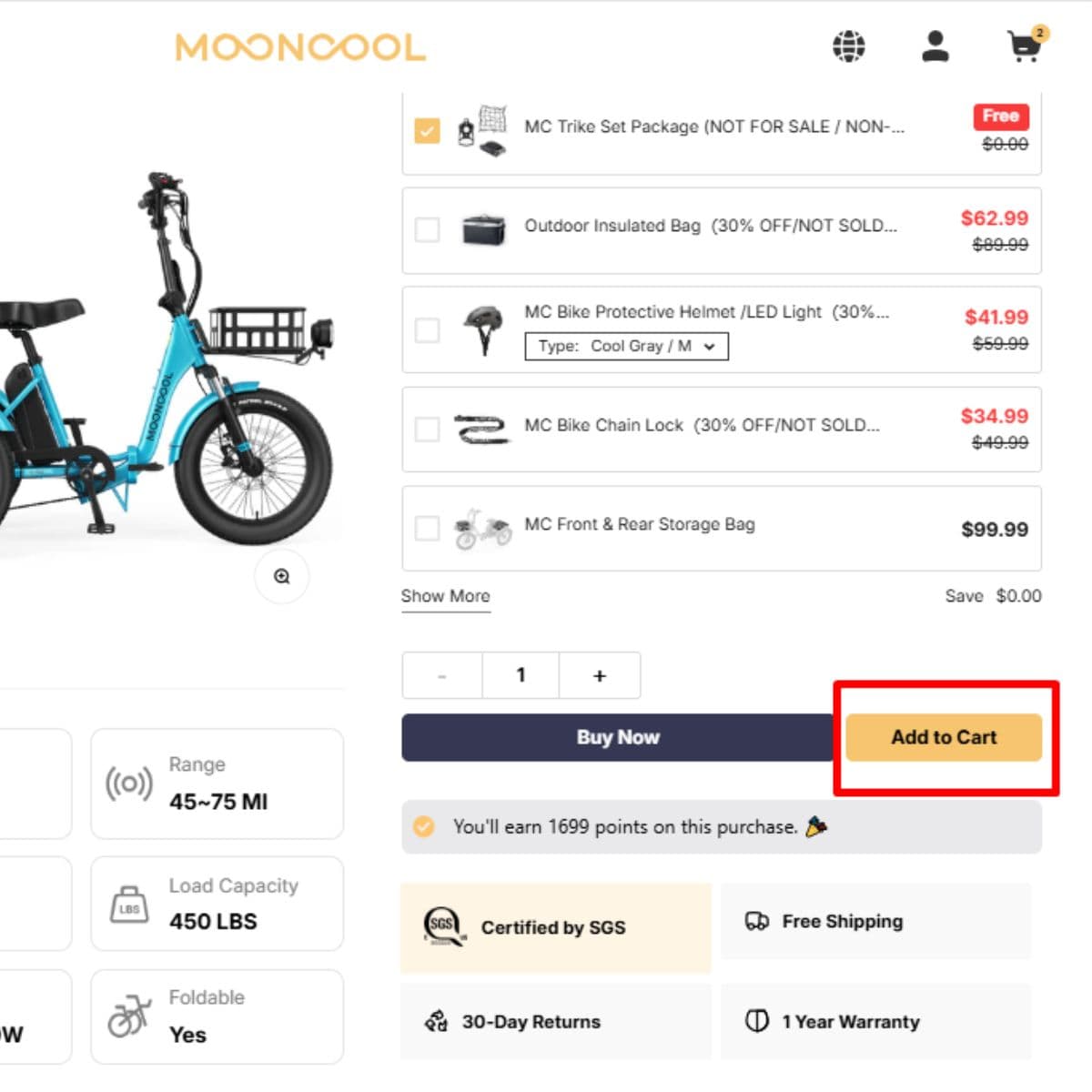 Step 2 apply AFFMC5 Mooncool coupon code at checkout