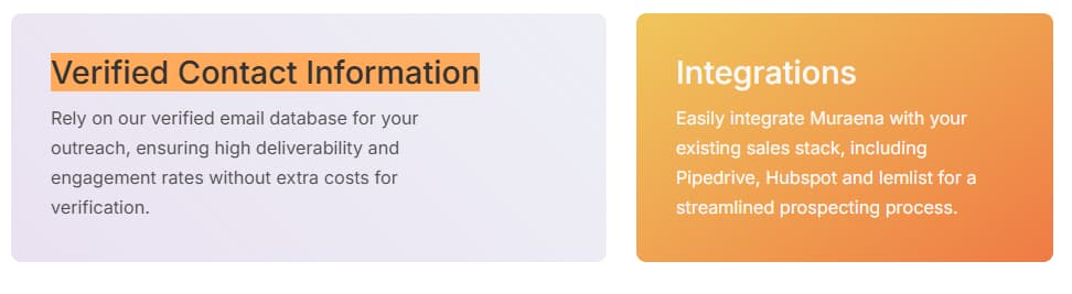 Muraena verified contact information and email data for B2B sales outreach workflows