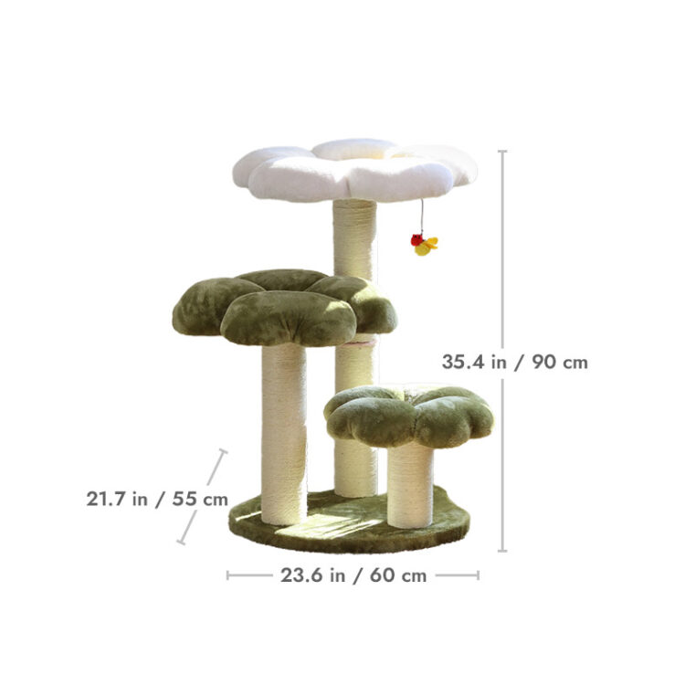 Dimensions of the ZezeLife Four Leaf Clover Cat Tree