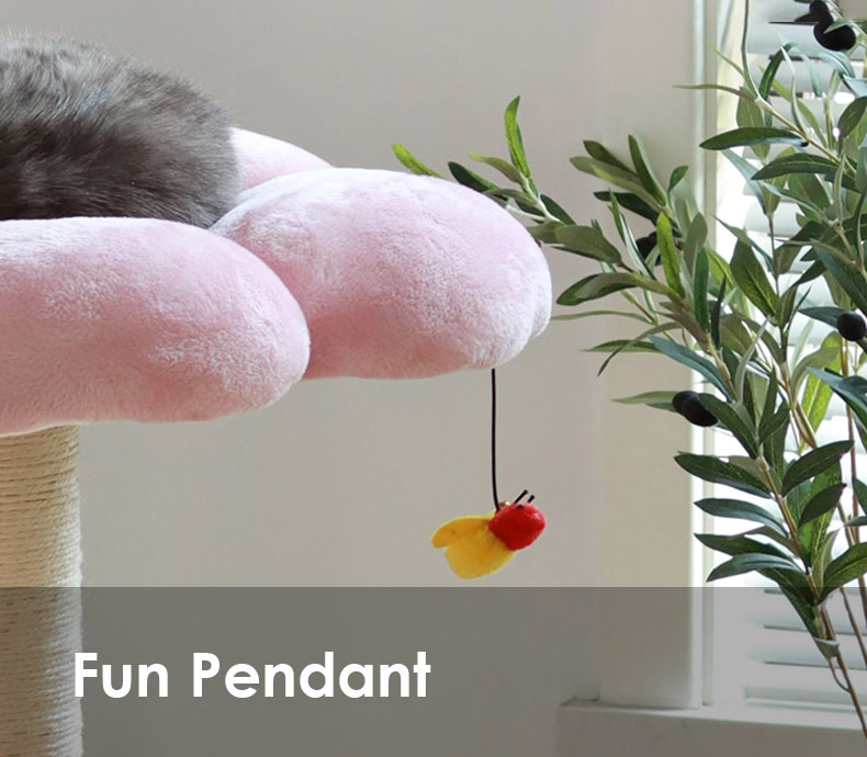 Hanging play pendant on the ZezeLife Three Tier Flower Cat Tree