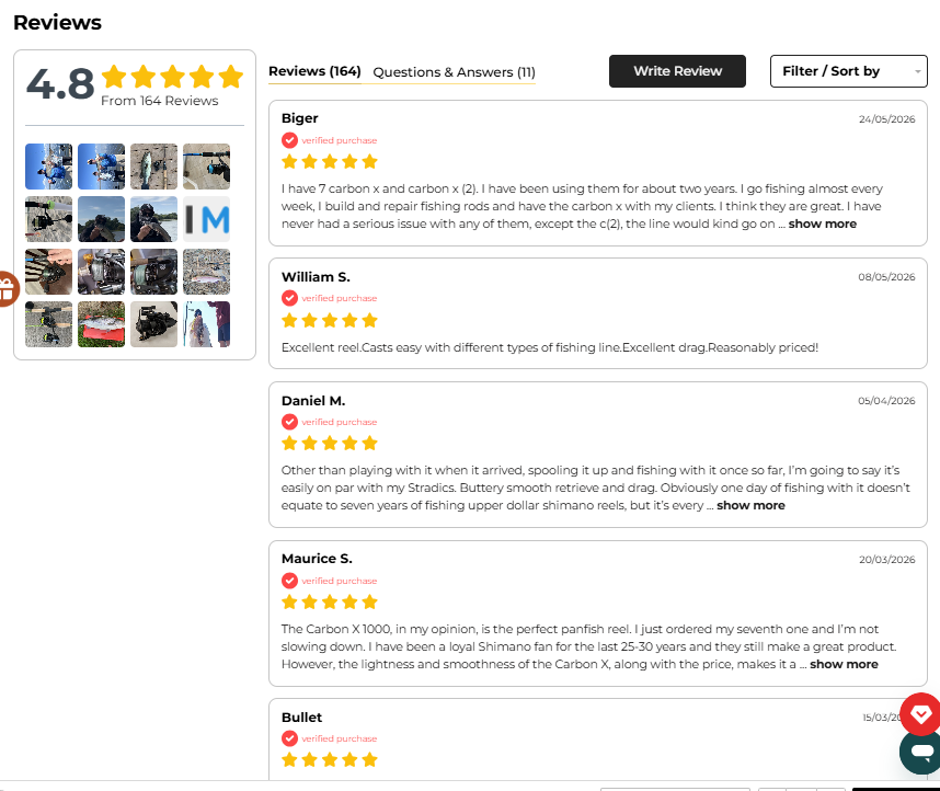Piscifun Carbon X review signals and star rating proof