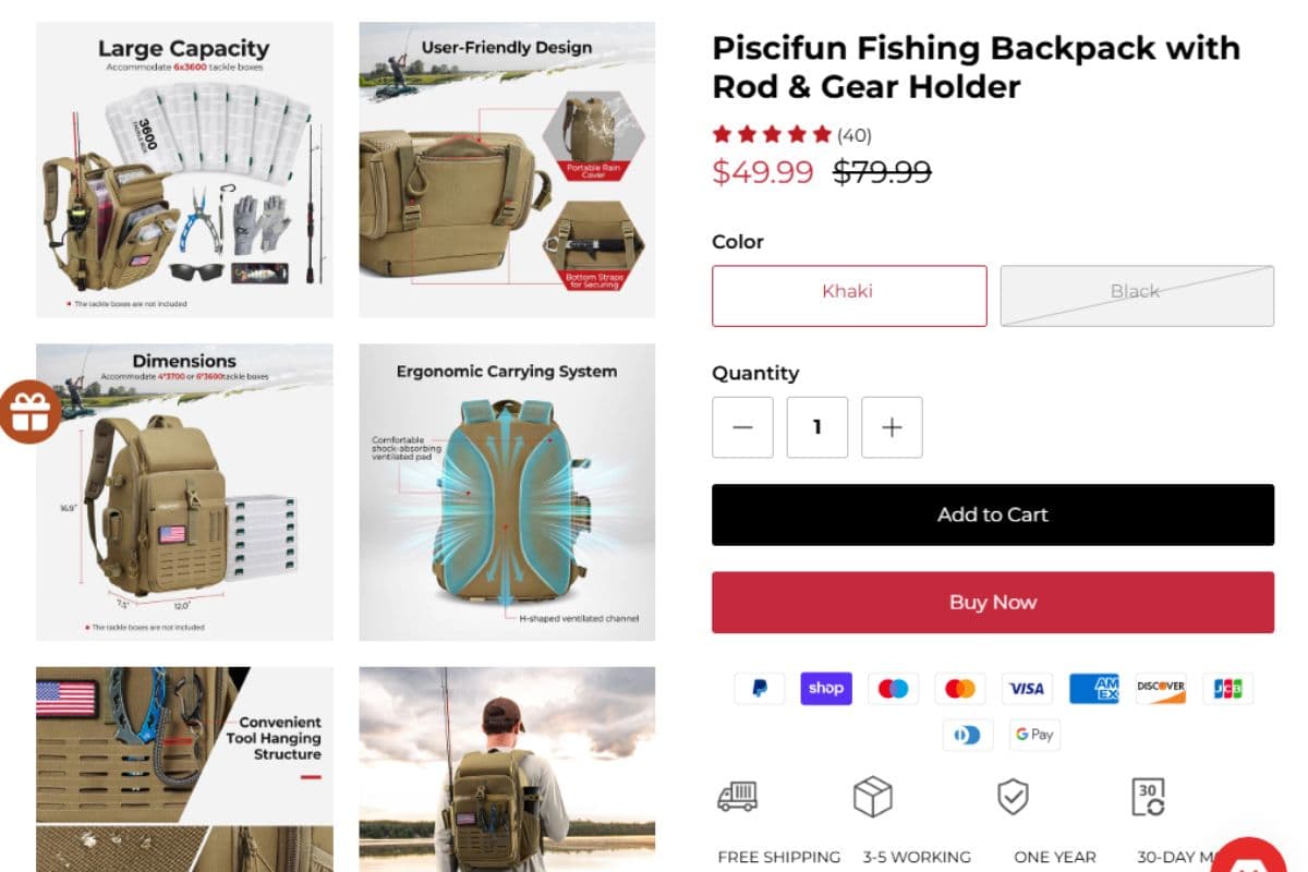 Piscifun backpack storage compartments and tackle organization