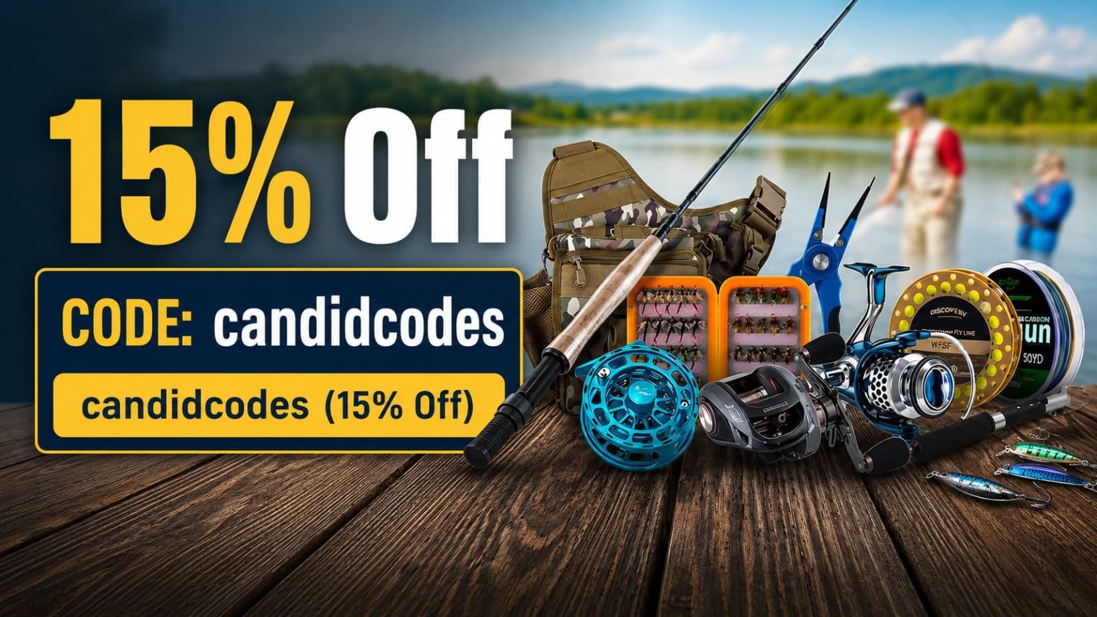 Piscifun CANDIDCODES 15 percent off fishing gear dock hero image