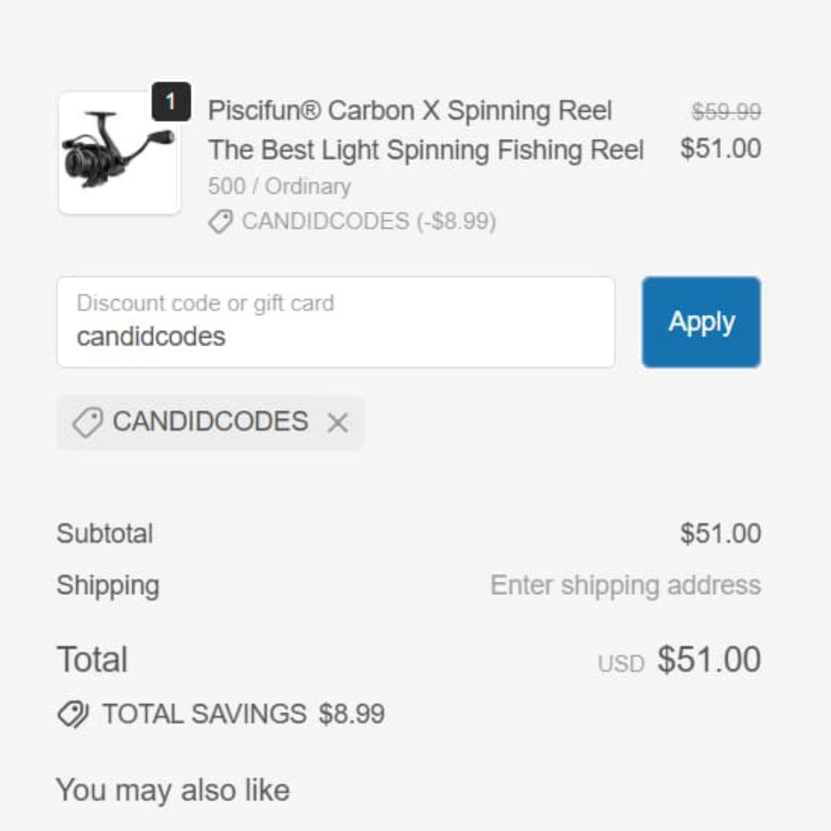 Piscifun Carbon X CANDIDCODES 15 off checkout proof
