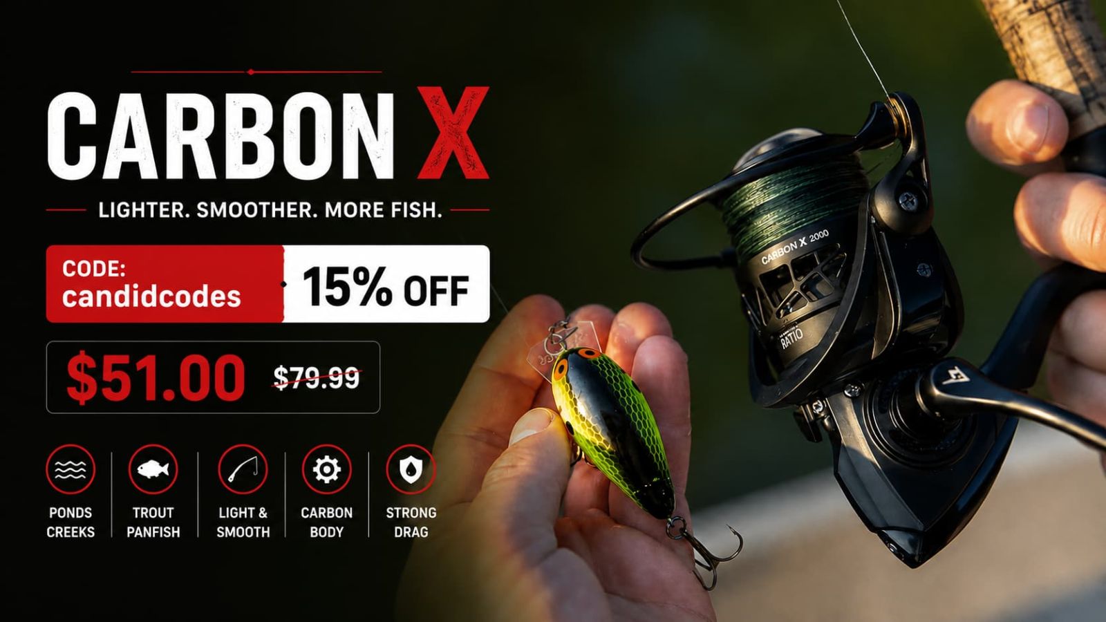 Piscifun Carbon X spinning reel 15 off hero thumbnail