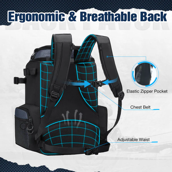 Piscifun backpack ergonomic and breathable back
