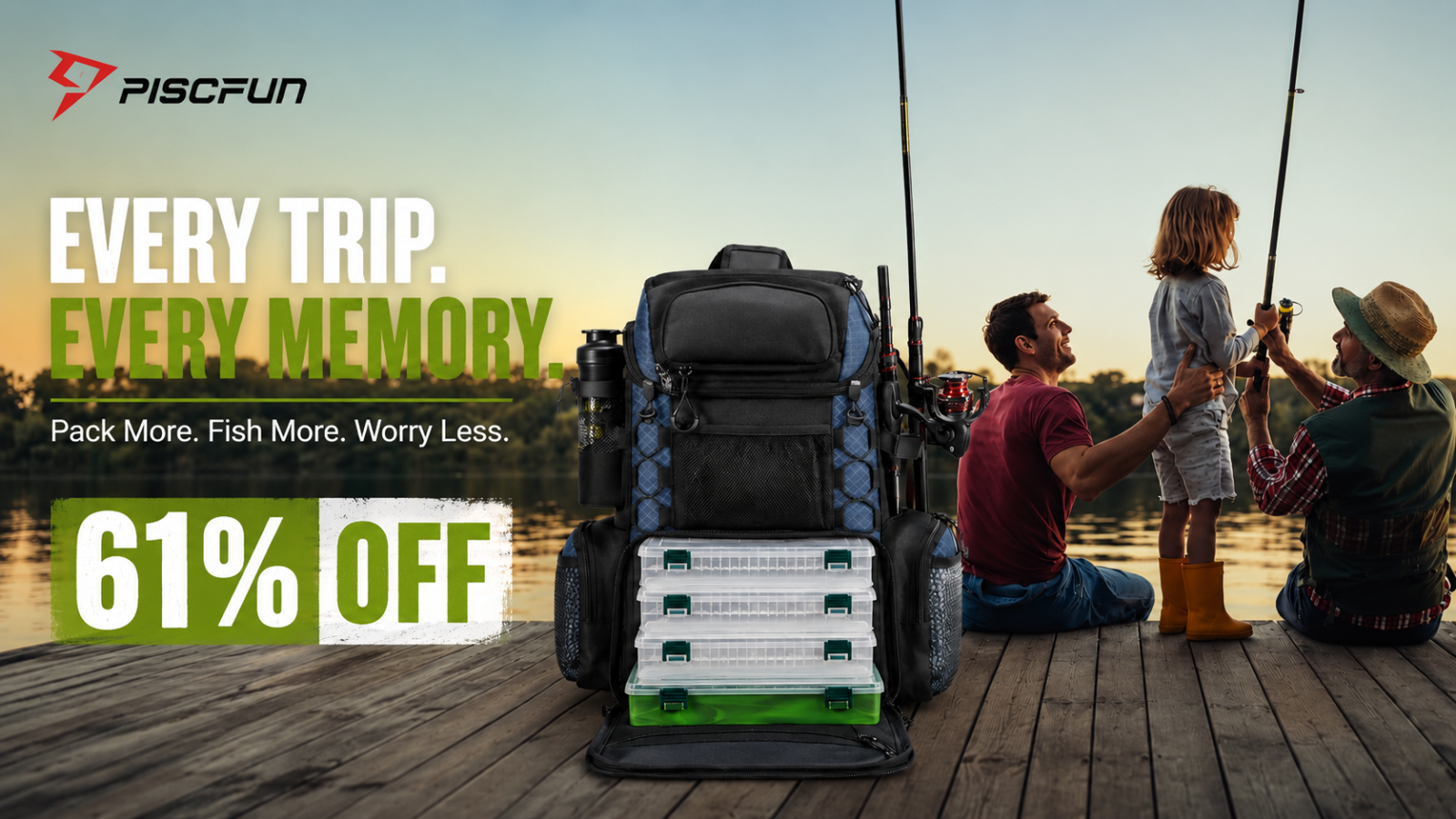 Piscifun fishing backpack every trip every memory 61 percent off hero