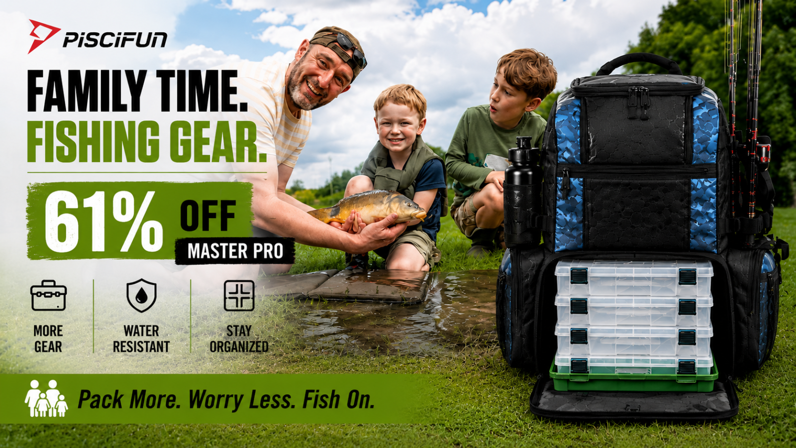 Piscifun fishing backpack family time fishing gear 61 percent off thumbnail