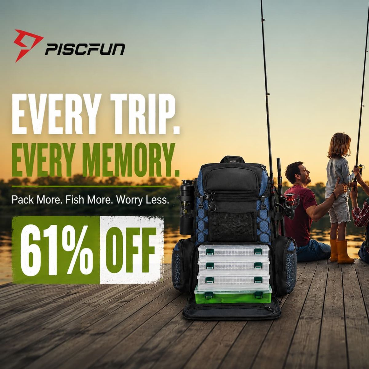 Piscifun Fishing Tackle Backpack with 4 boxes thumbnail