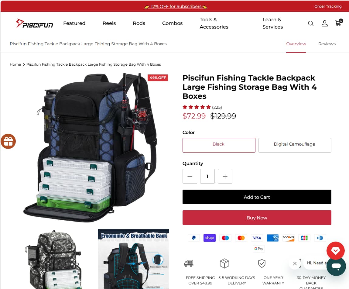 Piscifun fishing tackle backpack with 4 boxes review