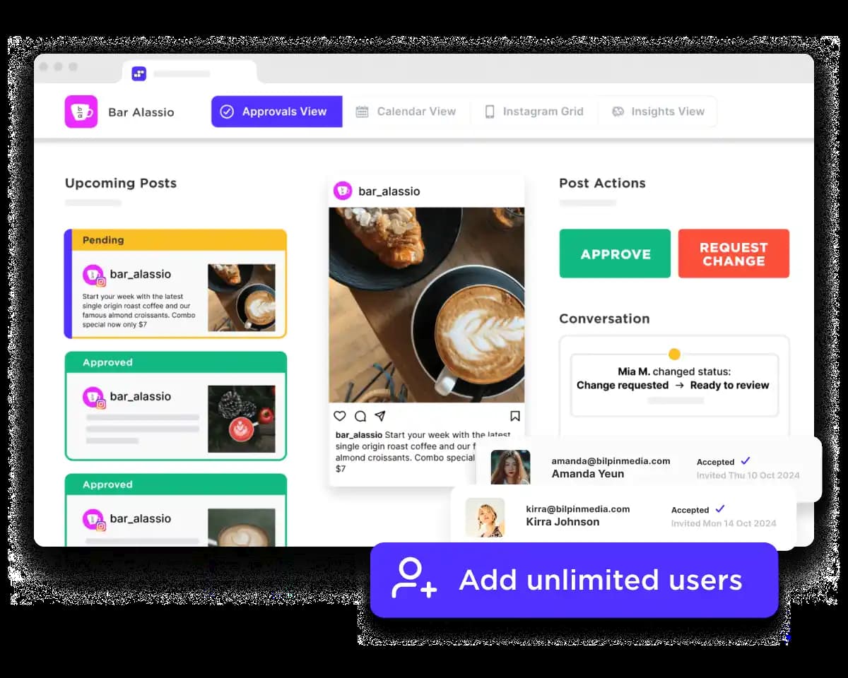 Sked Social client approval workflow with shareable review links