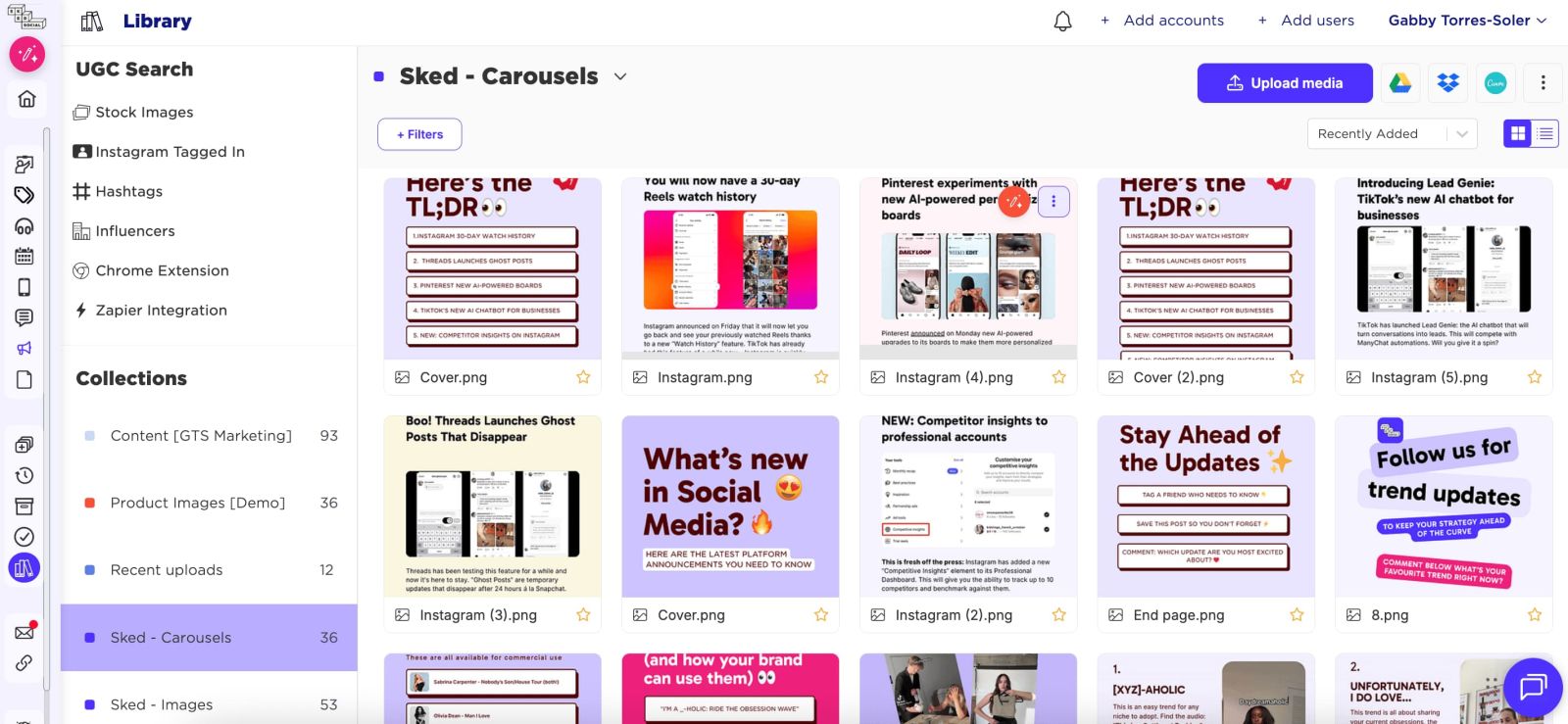 Sked Social AI captions, media library, and hashtag management