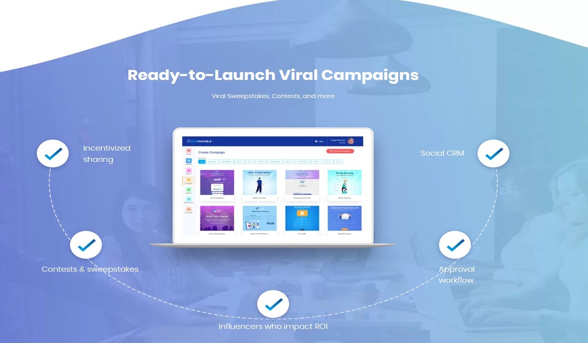 Sociamonials referral program and viral sharing mechanics