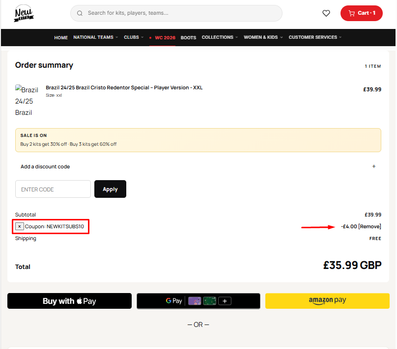 The New Kits discount code newkitsubs10 10% off checkout proof