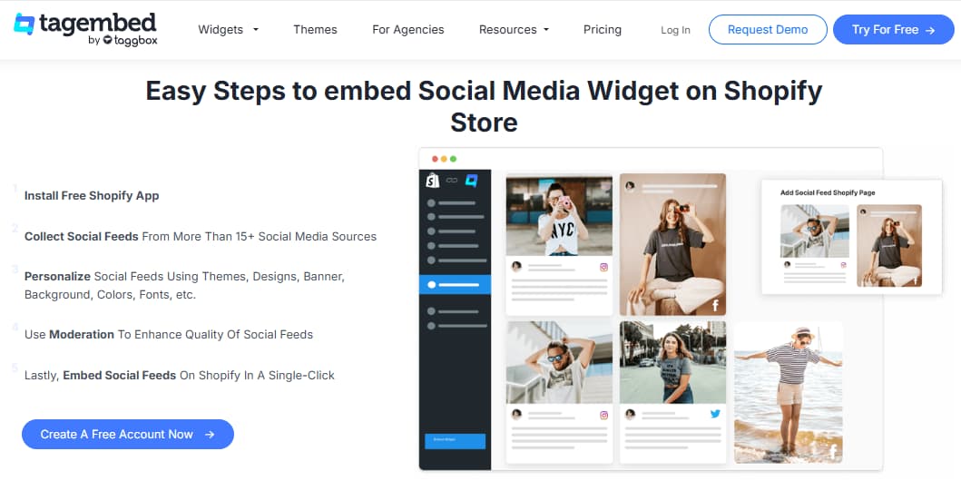 Tagembed Shopify WordPress Wix Webflow Squarespace integration social media widget