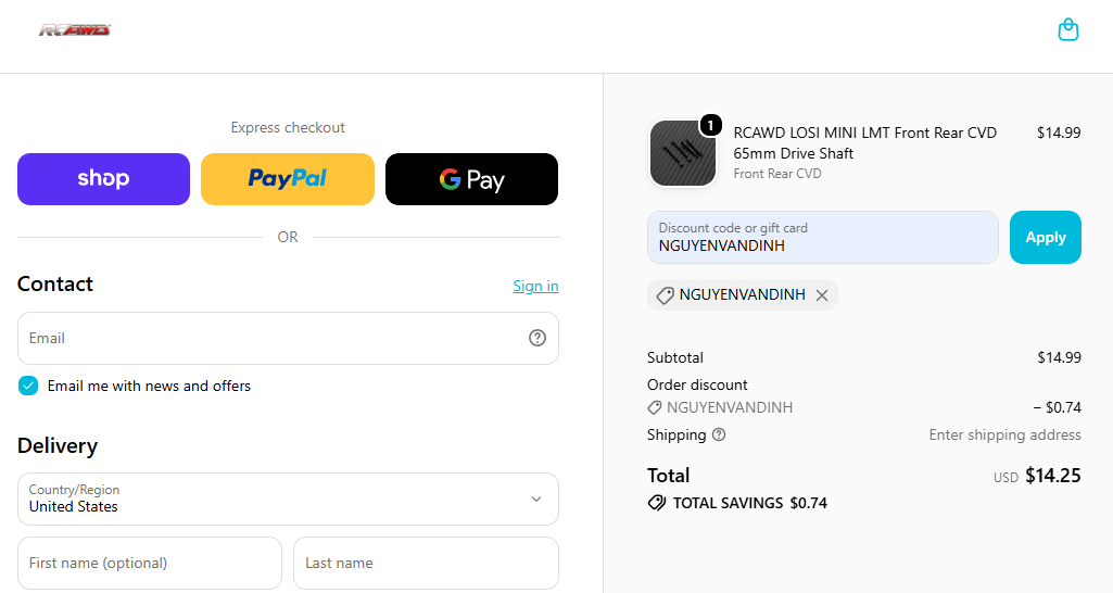 RCAWD discount code NGUYENVANDINH 5% off checkout proof