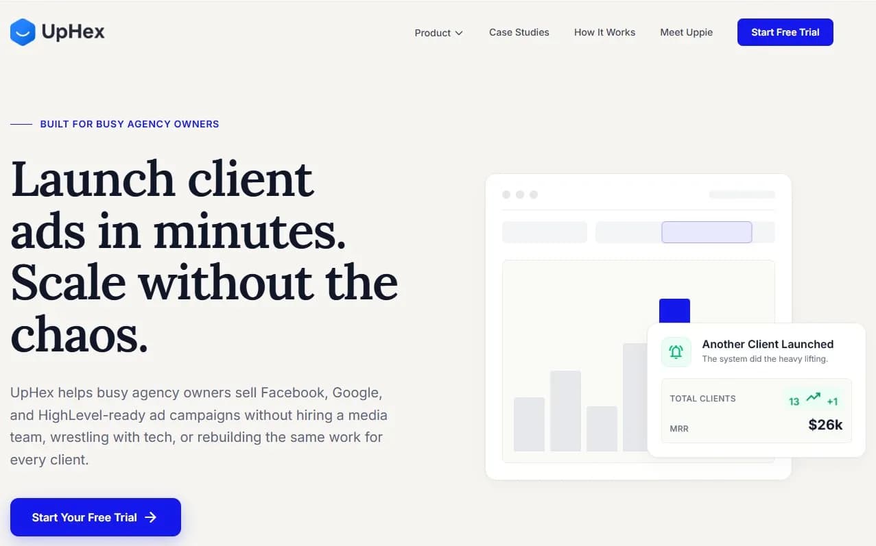 UpHex GoHighLevel integration plugin for agencies managing ads and CRM in one workflow