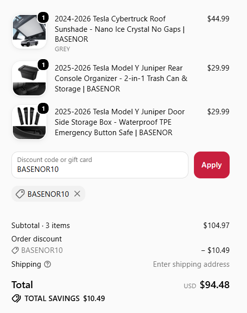 Basenor discount code basenor10 10% off checkout proof